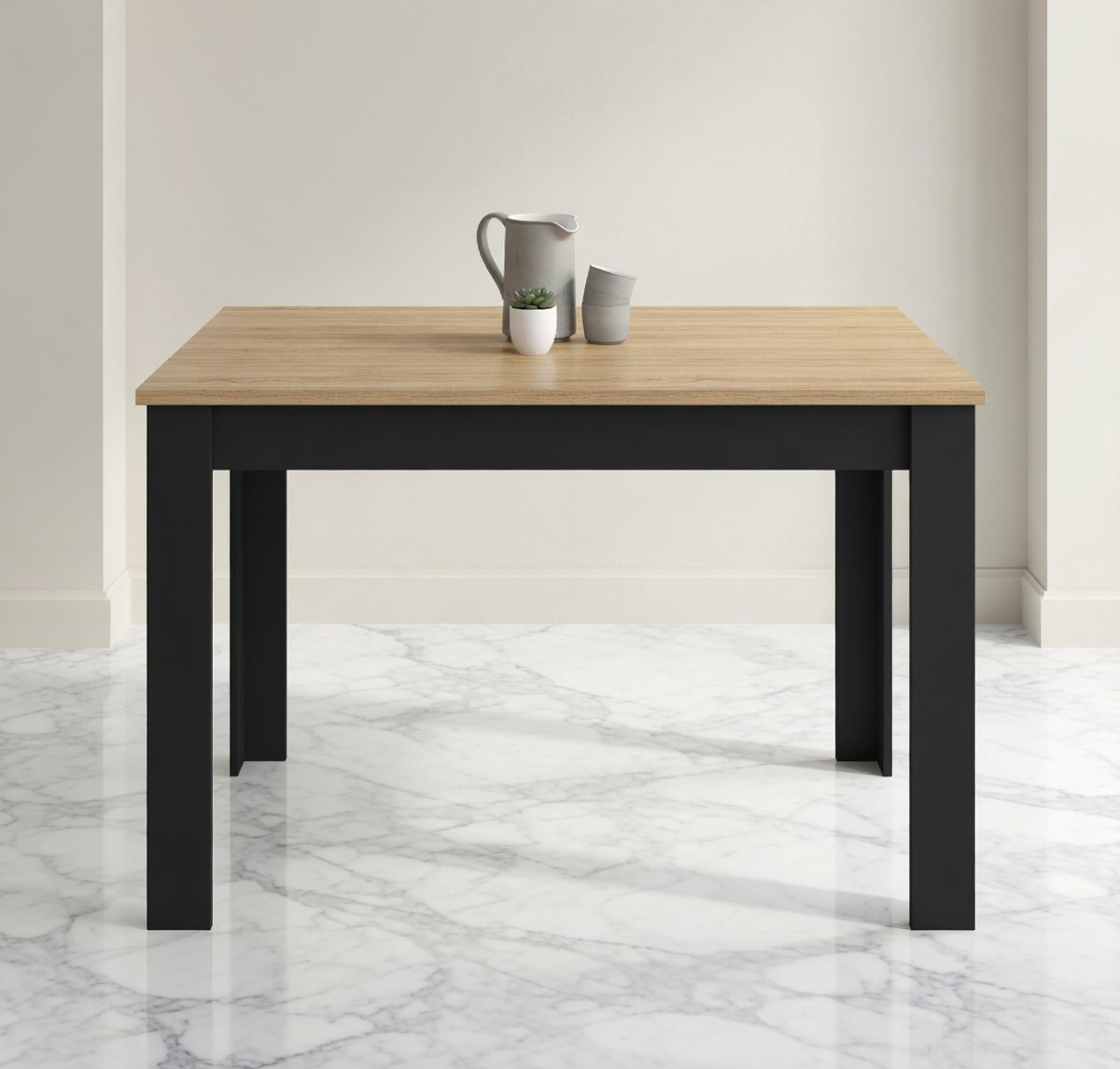Roza Compacte Eettafel 110x70 cm - Zwart met Beukenlook - Moderne Rechthoekige Tafel voor 4 Personen Casa Serena – Casa Dorada