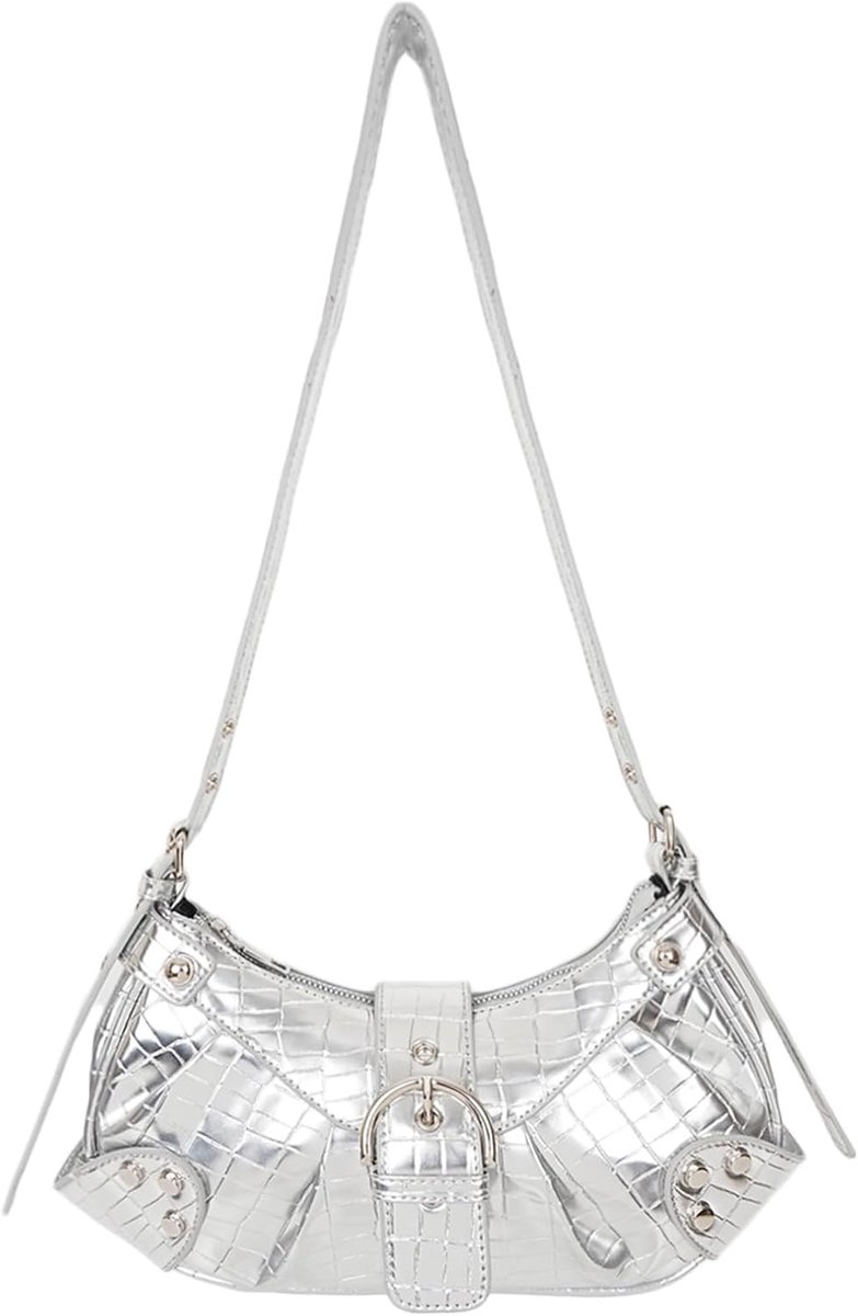 Elegante Schoudertas Dames Y2K Stijl - Glanzend Leer met Ketting en Magneetsluiting
