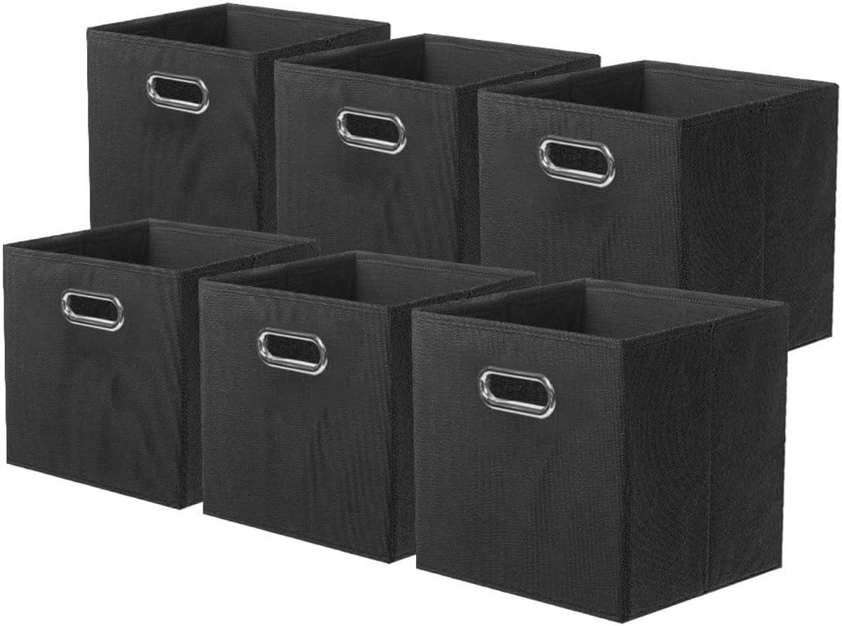 Set van 6 Opvouwbare Opbergdozen voor Kleding en Speelgoed, Zwart
