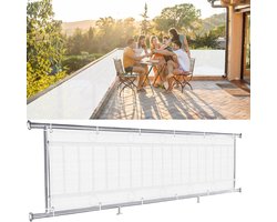 Rolbanner Balkon Privacy Scherm 85 x 650 cm Wit Tuin en Terras Zonwering