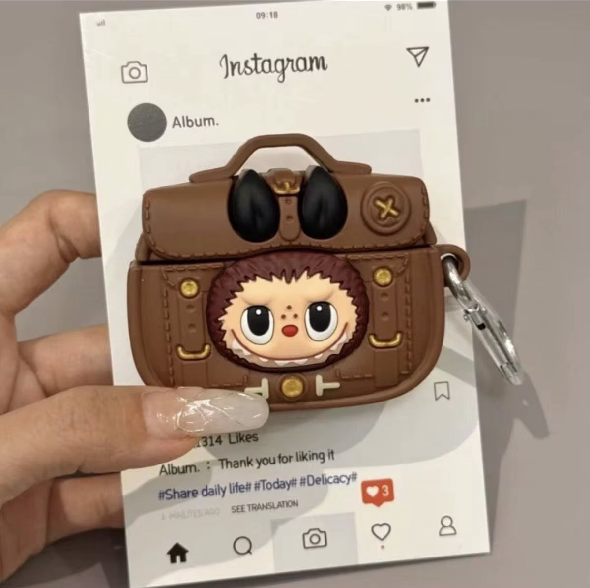 Kawaii Cartoon Backpack Siliconen Hoes voor AirPods 4 – Schattige Beschermcase met Sleutelhanger