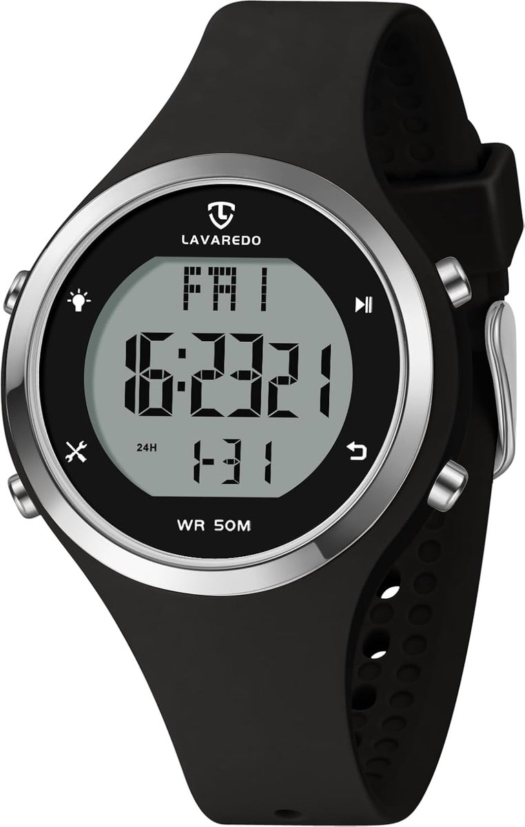 Digitaal Dameshorloge met Siliconen Band, Alarm en Stopwatch