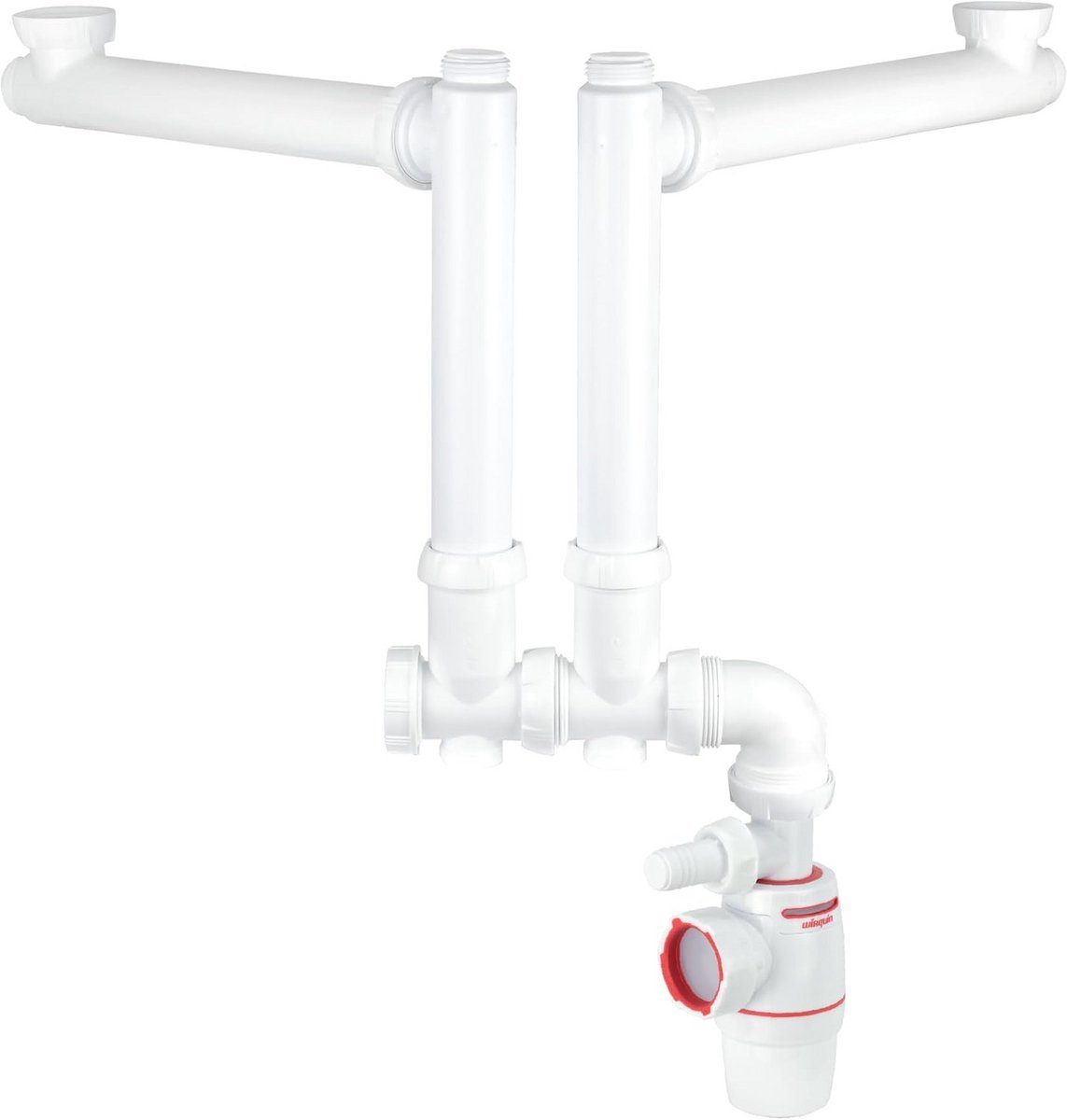 Witte Sifon D40 voor Dubbele Wastafel - Luchtregulerend & Anti-geur