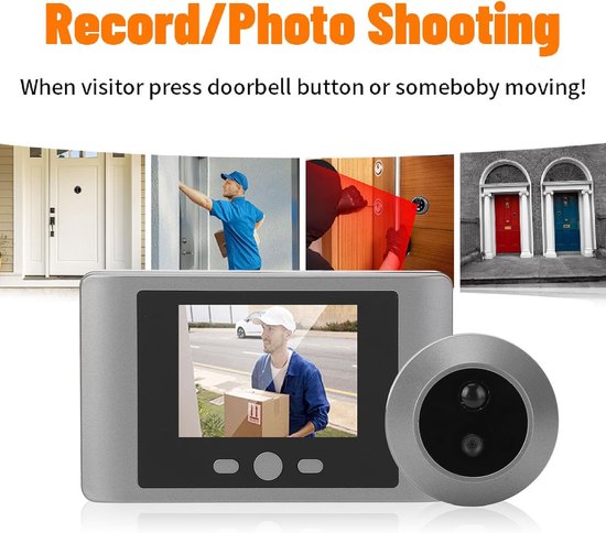 Digitale Deurbel Camera met PIR Bewegingssensor en Nachtzicht - Deurspion met 2.8 Inch LCD Scherm — afbeelding 5