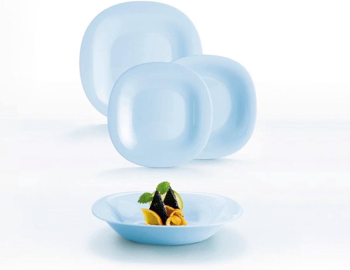 Tafelservies Set - Dinerset Glas - Dagelijks Gebruik - 18 Delig - 6 Borden 27cm - Lichtblauw