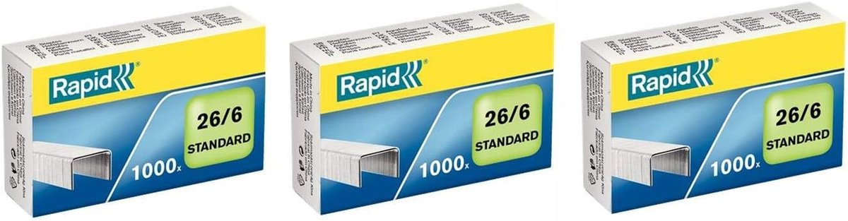 Staples 26/6 Set van 3 Pack (3000 Stuks) Verzinkt Standaard Nietjes