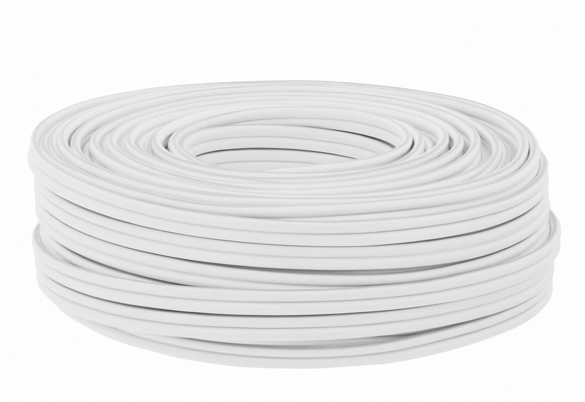 25 Meter Luidsprekerkabel Koper (2x1.5mm²) Massief Hoogzuiver Geïsoleerd Wit | Hifi en Stereo Kabel