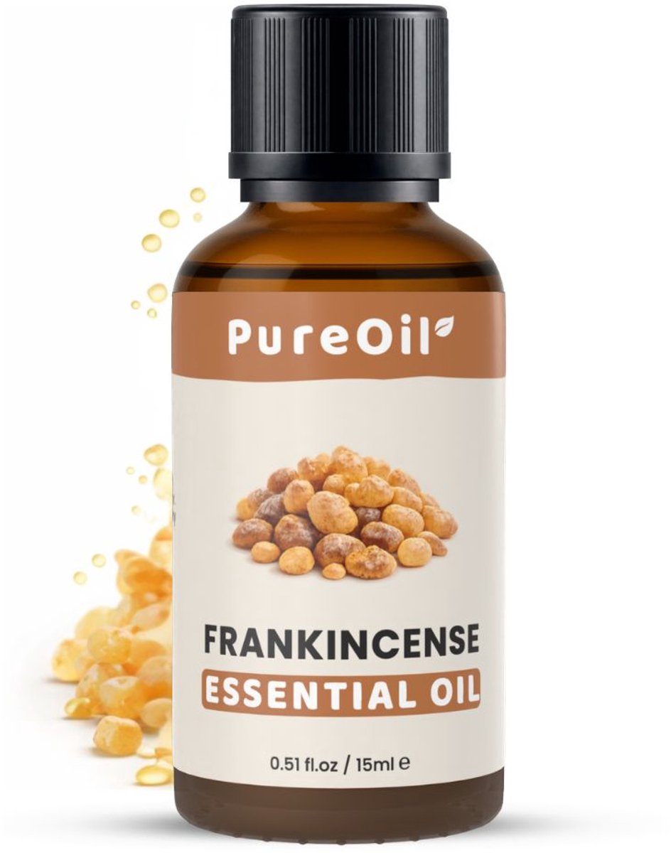 PureOil – Frankincense Etherische Olie – 15ml – 100% Puur, Natuurlijk & Vegan – Voor Huid | Gezicht | Scalp | Diffuser – Wierookhars - Incl. Ebook