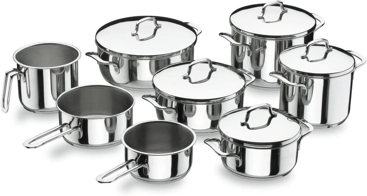 Grote steelpan met deksel 24 cm RVS voor alle warmtebronnen