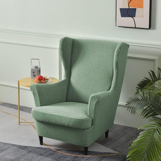 Set van 2 Stretch Wingback Stoelhoezen - 2-in-1 Ontwerp Fauteuil Protector Zacht Groen — afbeelding 3