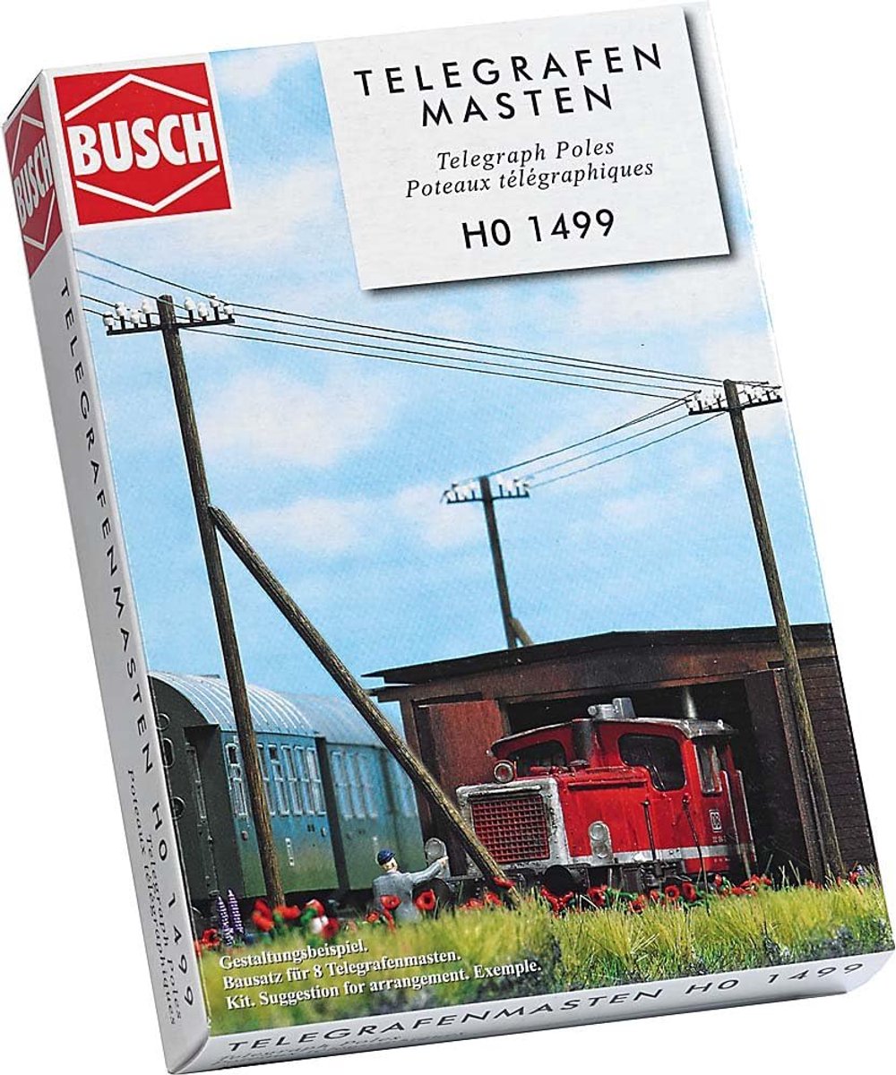 Telegrafiemasten Bouwpakket - Model Spoor Decoratie - Hobby Modelbouw - Echt Houten Masten - Schaal 1:87 - Meerkleurig