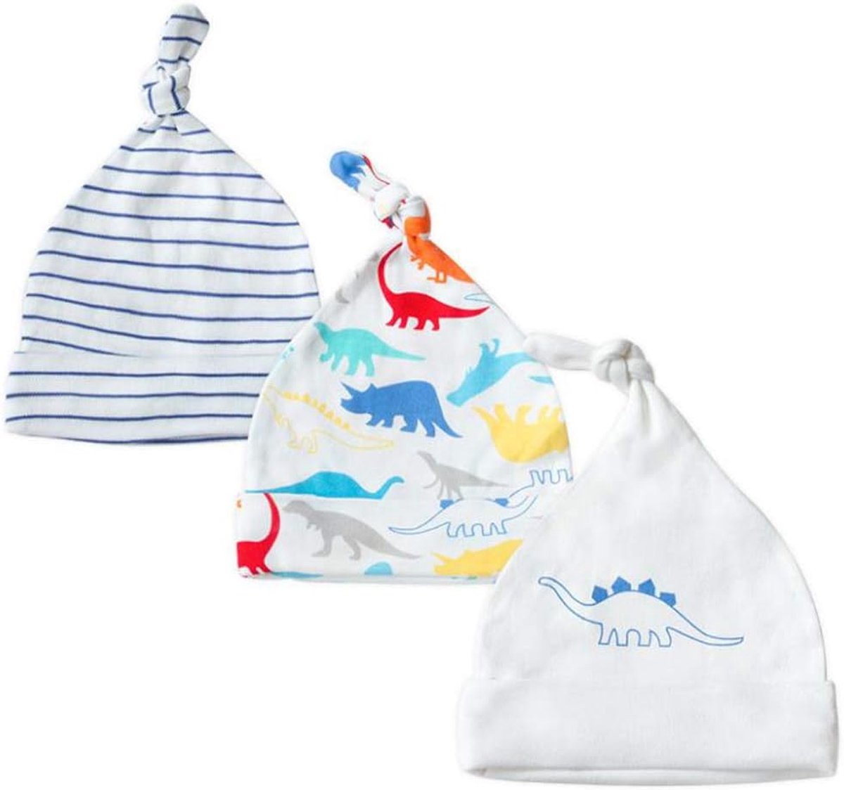 3-pack Katoenen Babymuts Knoopmuts voor Jongens en Meisjes - Ademend & Verstelbaar voor Pasgeborenen (0-6 Maanden)