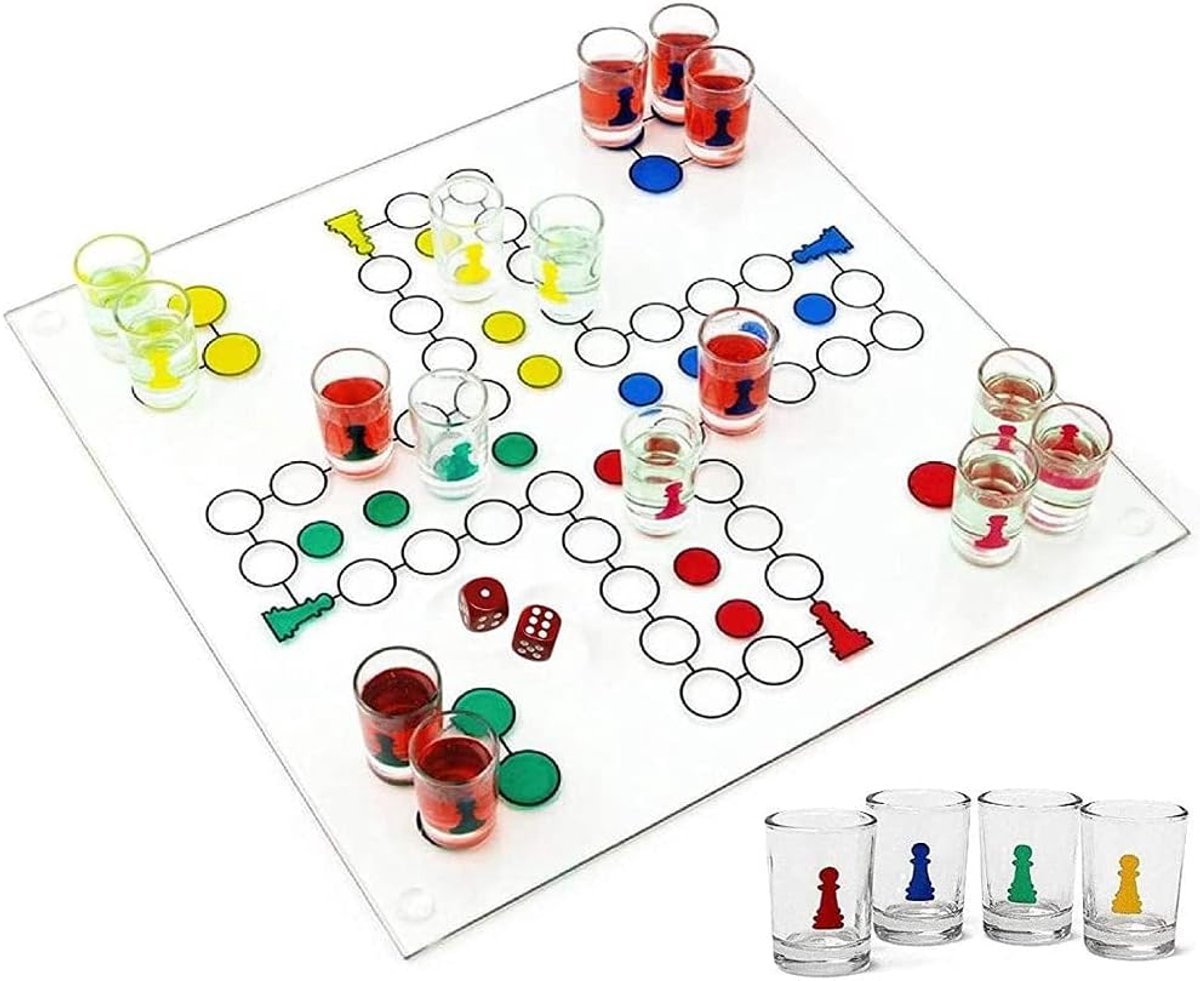 Set Borrelglaasjes met Dobbelstenen en Placemat voor Shots