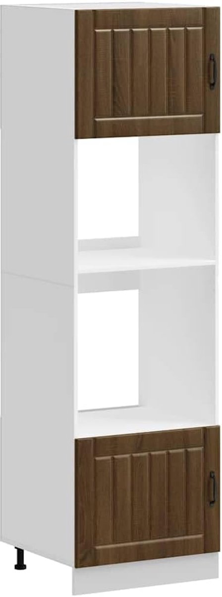 Ovenkast Set (2 stuks) voor Magnetron en Oven - Bruin Eiken Look Hout