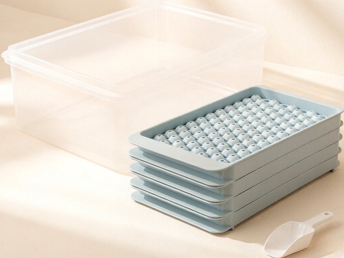 Mini IJsblokjesvorm Set – 4 Stuks Ronde IJsblokjesvormen – 416 Kleine IJsbolletjes – Inclusief IJsschep – Voor Koffie, Sap & Koude Dranken