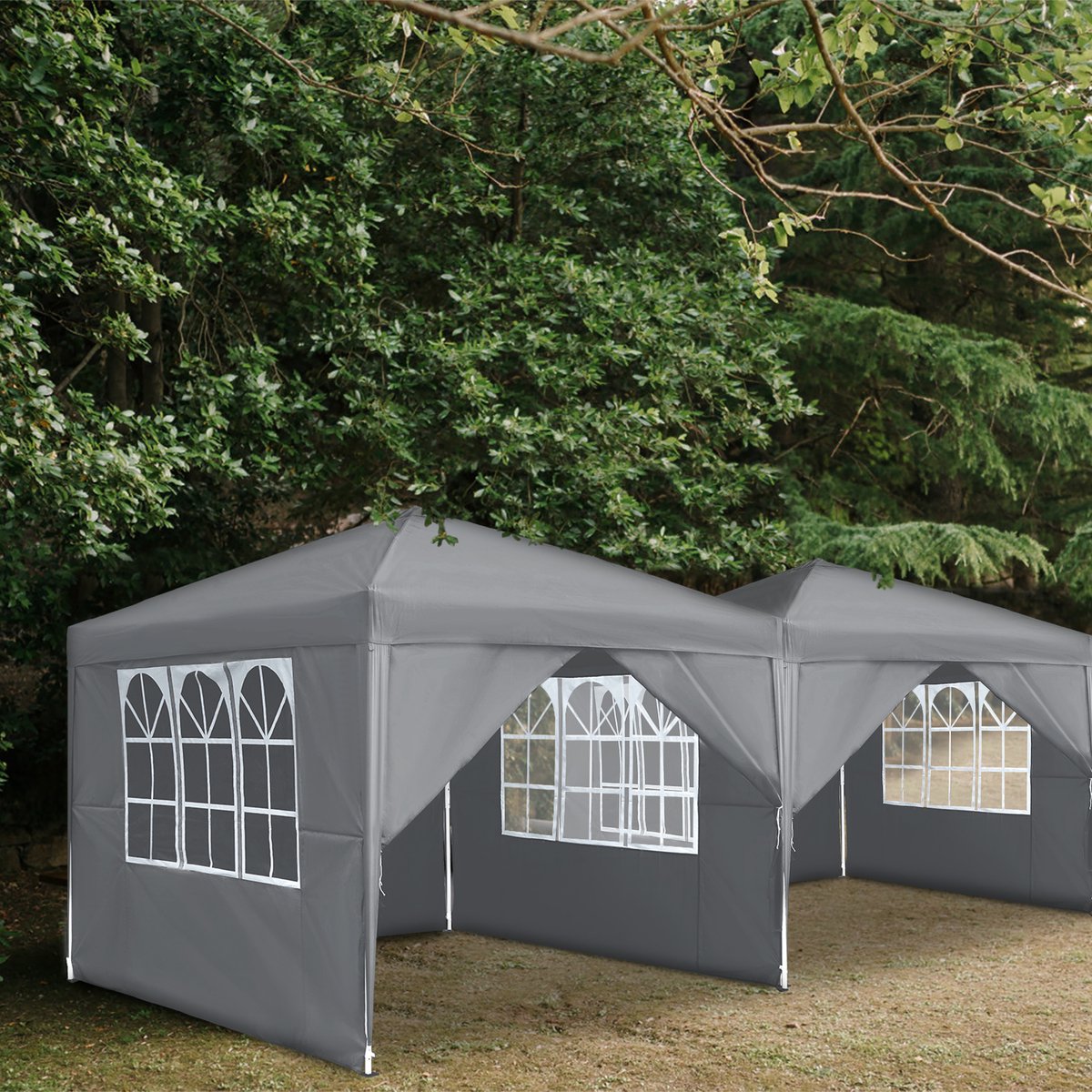 ACXIN Partytent 2,5x2,5 m Inklapbaar Paviljoen Waterdicht Tuinpaviljoen met 4 Zijwanden en Ramen Stalen Frame Polyester UV-bescherming, Grijs