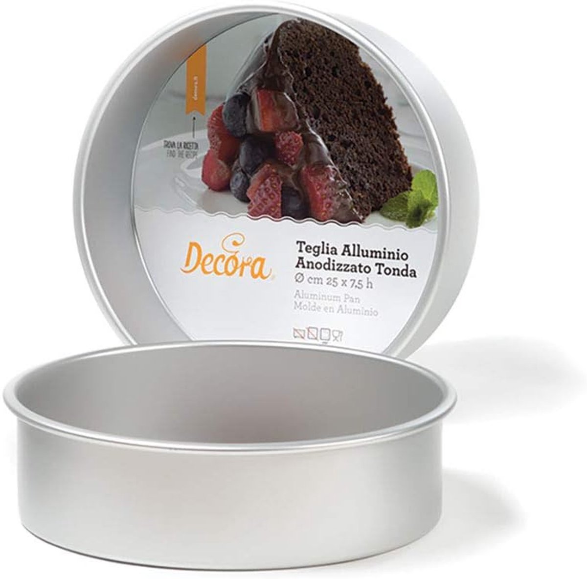 Ronde bakvorm 35 cm van geanodiseerd aluminium voor perfecte taarten