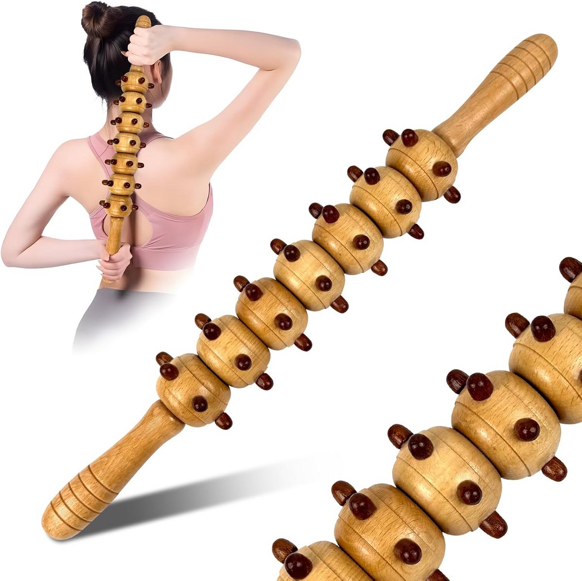 7-delige Houten Massage Roller Set voor Spierherstel en Ontspanning