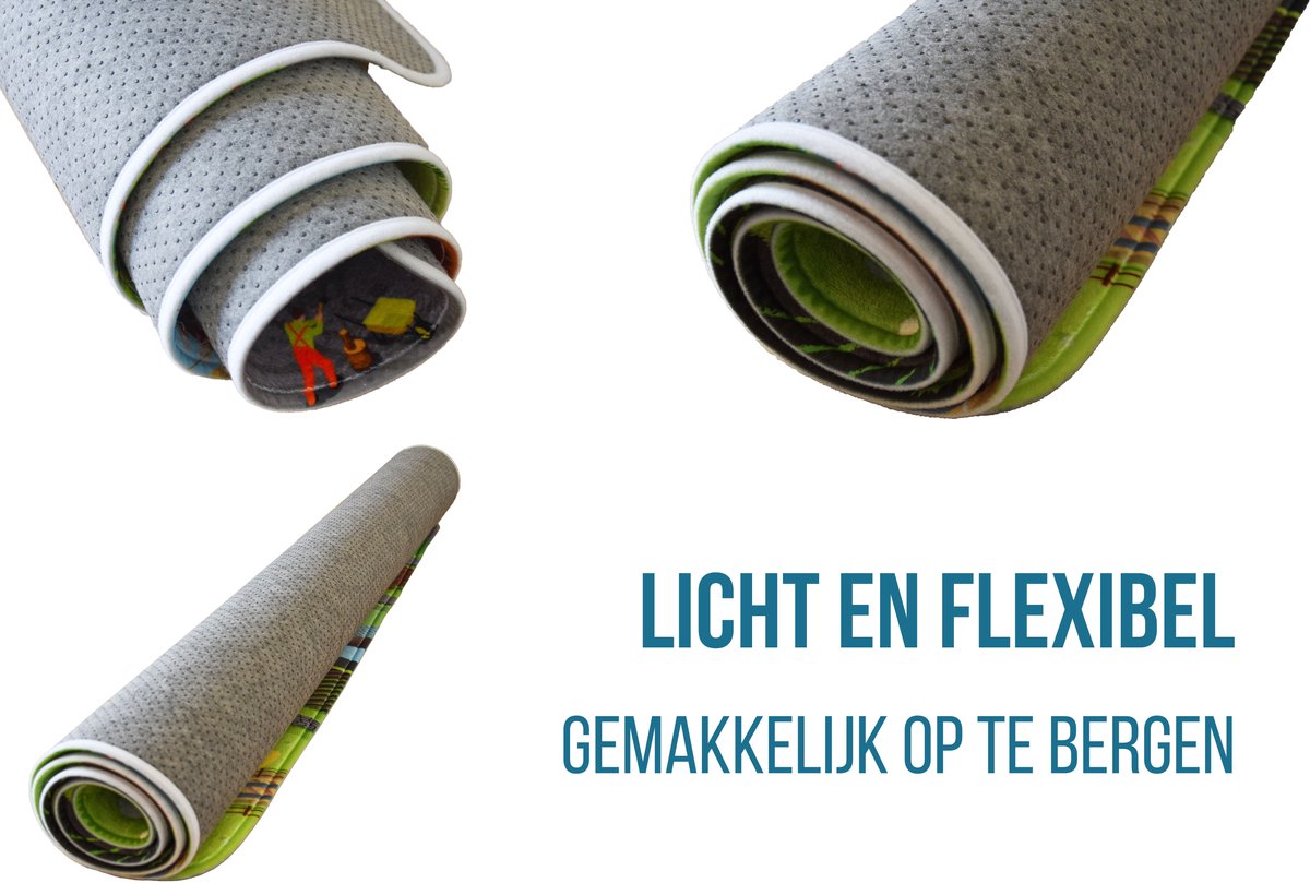 Mats & Joy® Nederland Auto Speelmat 130x180cm - Fluweelzacht - Anti-slip - Wasbaar - Educatief Groot Auto Speeltapijt Kinderen - Speelkleed Baby - Autokleed thumbnail 6
