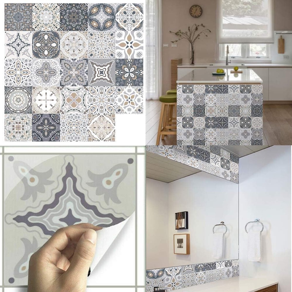 24 Stuks Zelfklevende Wand- en Vloertegelstickers Vinyl (20x20 cm) - DIY Tegeltransfers vo
