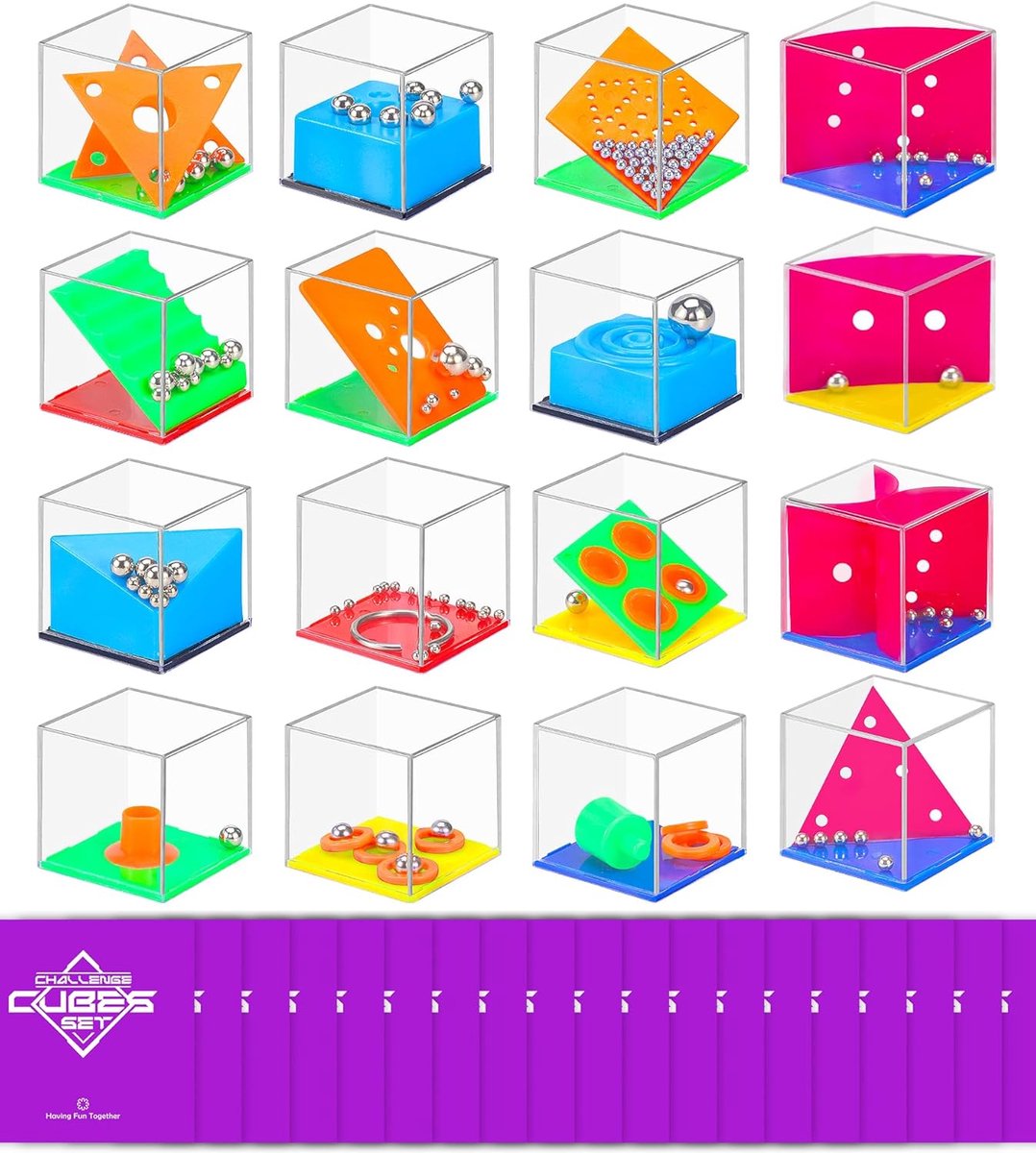 16 Diverse Geduldspellen en Puzzels in Paarse Geschenktasjes