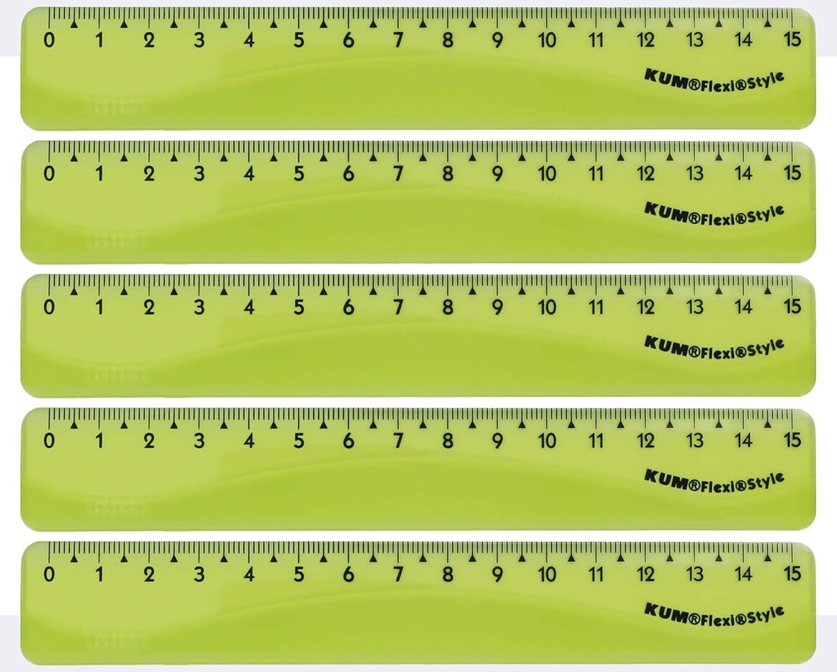 5x Flexibele Liniaal 15 cm - Onbreekbaar Lineaal Groen voor School en Kantoor
