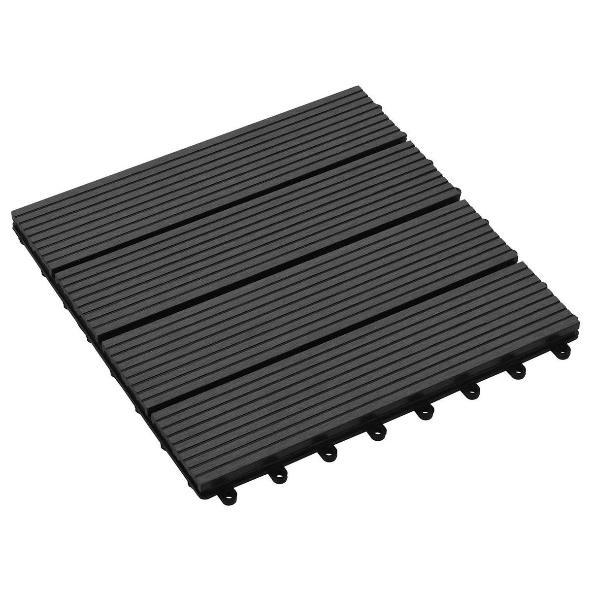 vidaXL - Terras - Tegel - 11 - pcs - Zwart - 30 - x - 30 - cm - WPC