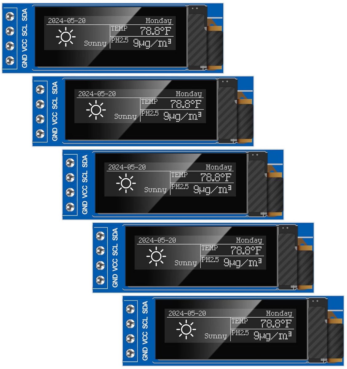 5-pack 0,91 inch I2C OLED Displaymodule 128x32 IIC voor Arduino Raspberry Pi ESP32