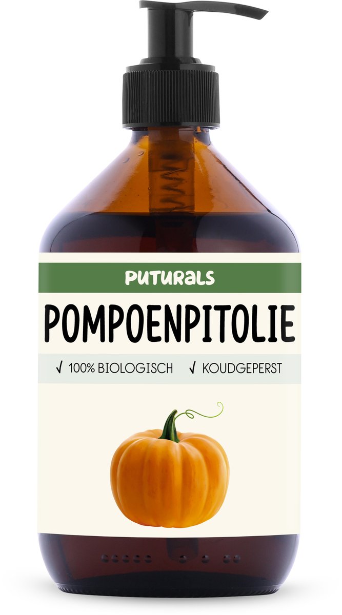 Puturals Pumpkin Seed Oil 100% Biologisch - 500ml - Koudgeperst en Puur - Pompoenpitolie voor Huid en Haar