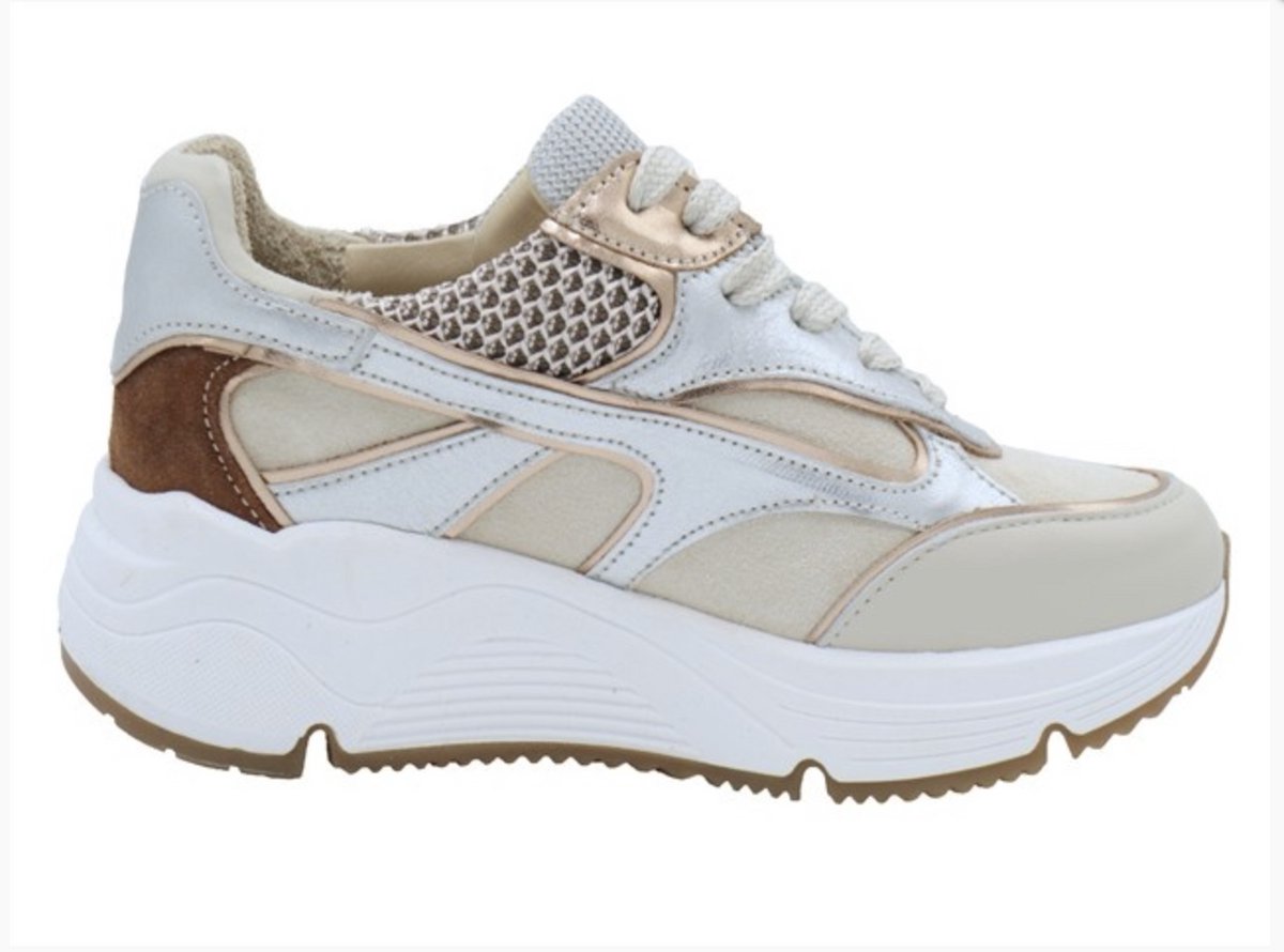 AQA Shoes - A8885 - Lage sneakersDames sneakers - Kleur: Wit/beige - Maat: 37