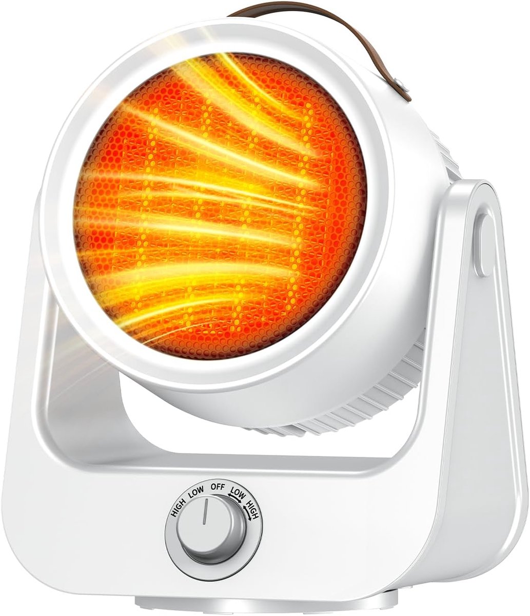 Elektrische verwarming - Compacte kachel - Snelle warmte - Stille werking - 32 cm hoog - Wit