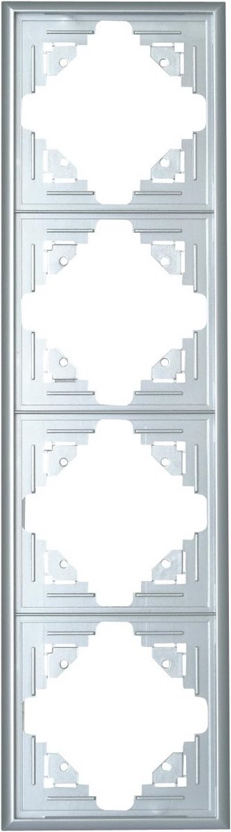 Luxe 4-voudig Wisselframe Malta Zilver voor Schakelaars en Stopcontacten