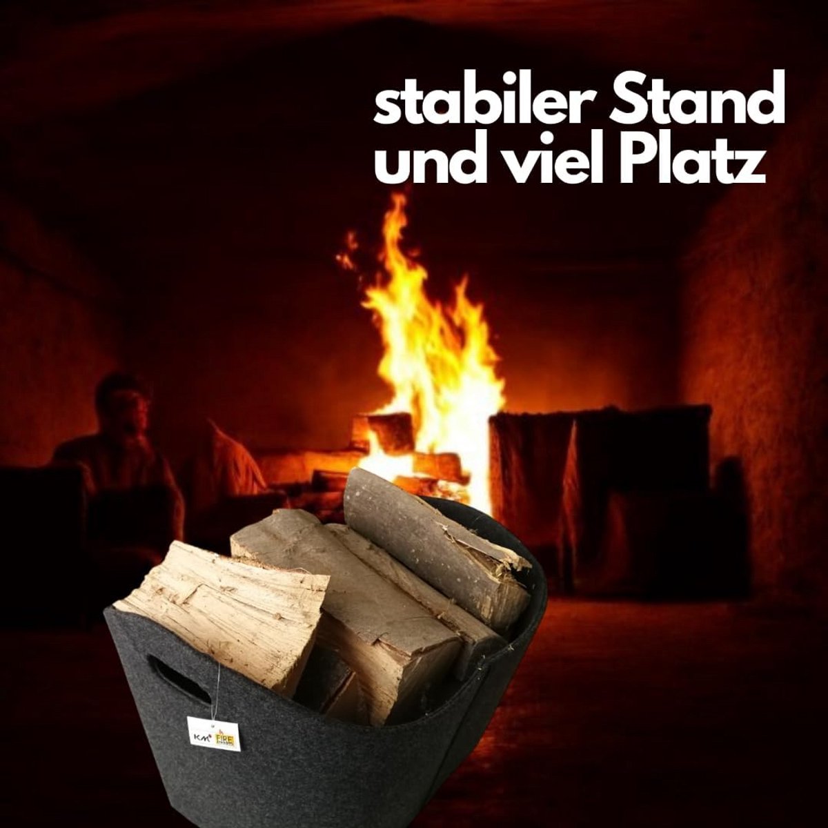Vilten Opbergmand - Houtmand - Haardhout Opslag - Robuuste Constructie - 50x30x30 cm - Zwart — cadeau in Wonen & Interieur - foto 7