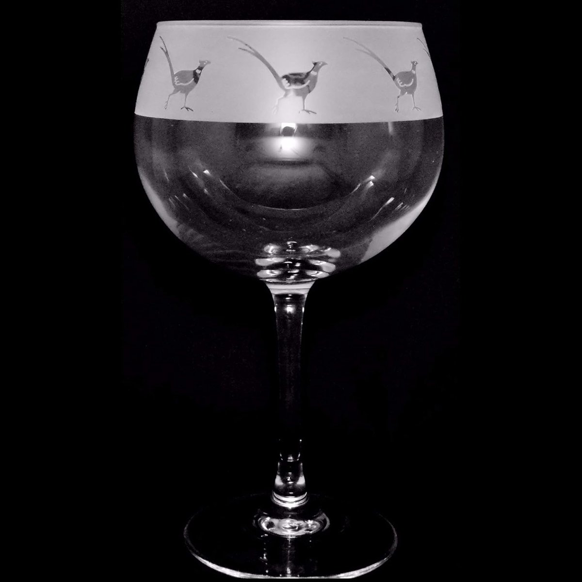 Groot Ballonglas met Fazant Gravering - Perfect Cadeau voor Liefhebbers van Natuur