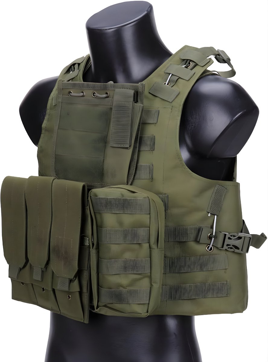 DnA® Tactical Vest Airsoft Vest Plate Carrier Tactical Vest Airsoft – ‎38cm x 30cm x 8cm Groen