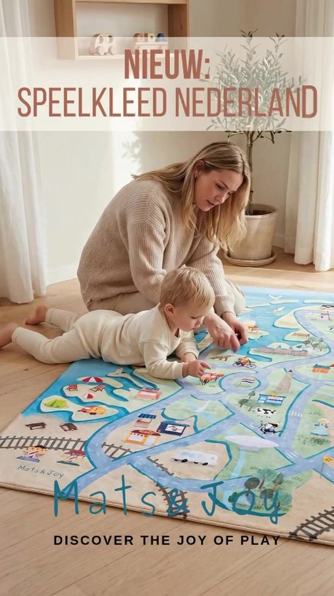 Mats & Joy® Nederland Auto Speelmat 130x180cm - Fluweelzacht - Anti-slip - Wasbaar - Educatief Groot Auto Speeltapijt Kinderen - Speelkleed Baby - Autokleed