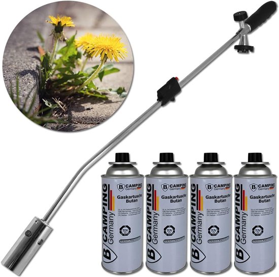 Onkruidbrander Set - Gasbrander Vlammenwerper - Onkruid Verwijderen - Inclusief 4 Gaspatronen - 80 cm Lengte - Zilver van Merkloos	 — afbeelding 5