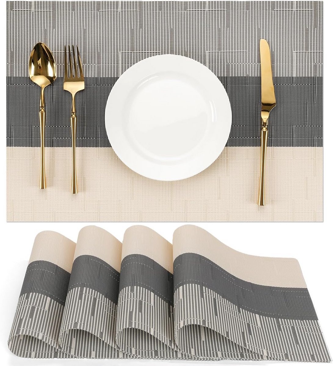 Set van 4 Wasbare PVC Placemats - Hittebestendige Tafelmatten voor Keuken