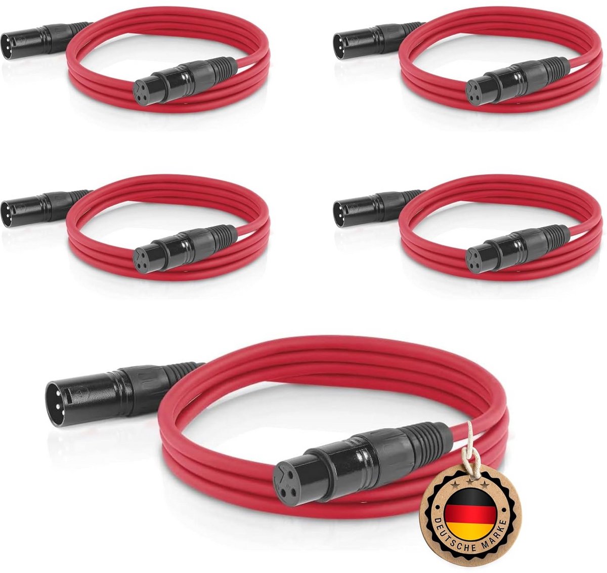 XLR Audio Kabel - Microfoon Kabel - Signaal Overdracht - Zuurstofvrij Koper - 1.5 Meter - Rood