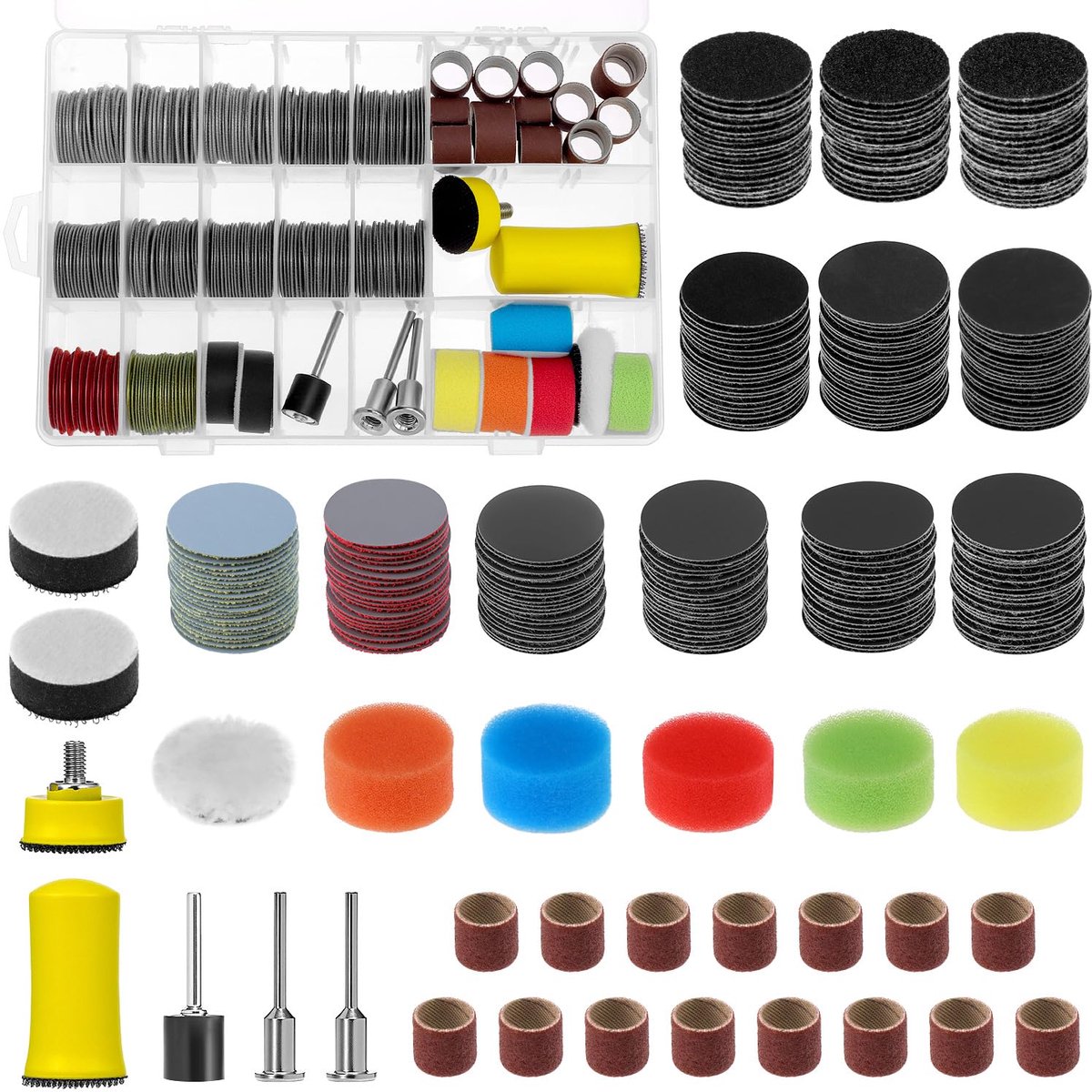 Schuurpads Set - Schuuraccessoires - Precisie Werk - 268 Delig Groot - 25 mm Doorsnee