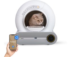 Nuvona Zelfreinigende Kattenbak - XXL - Automatische Kattenbak - Inclusief App & Led touch - Met kattenbakmat en 5 rollen opvangzakjes - 65L