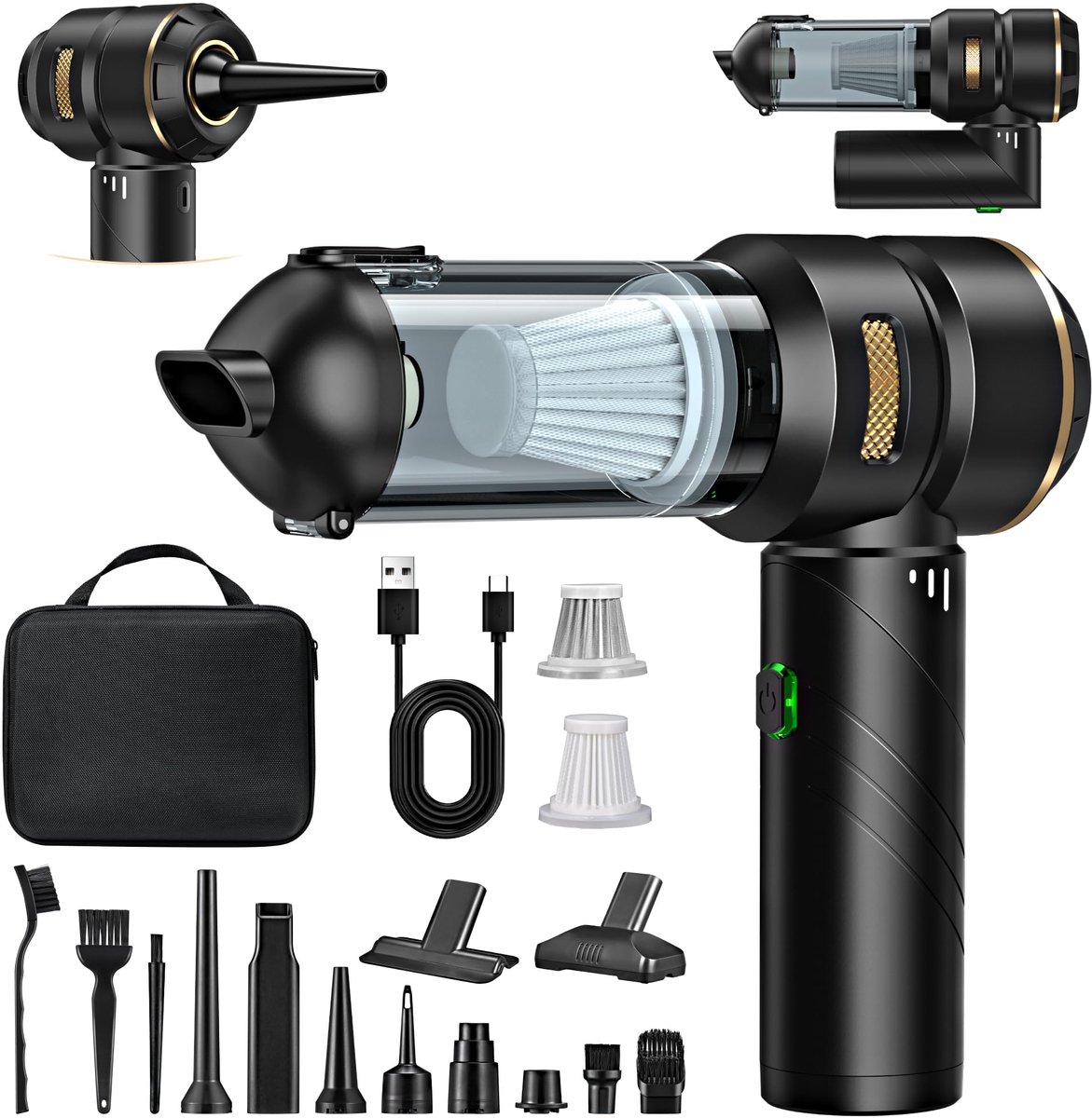 Namajunas 4-in-1 Auto Stofzuiger Draadloos met 15 Opzetstukken - Namajunas - €38,99