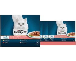 GOURMET PERLE Verfijnde reepjes in saus (kip, rundvlees, tonijn, zalm) (4 x 24 x 85g)