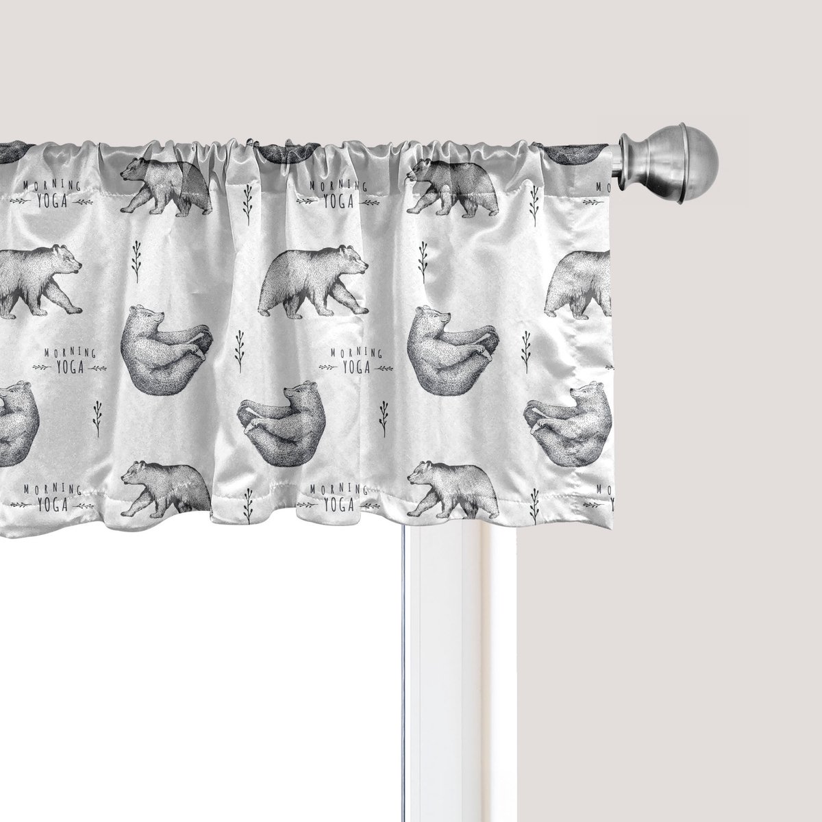 ABAKUHAUS Yoga raamvalletje, Gordijnvalletje voor keuken en slaapkamer met tunnelzoom, 137 cm x 45 cm, Zwart en wit