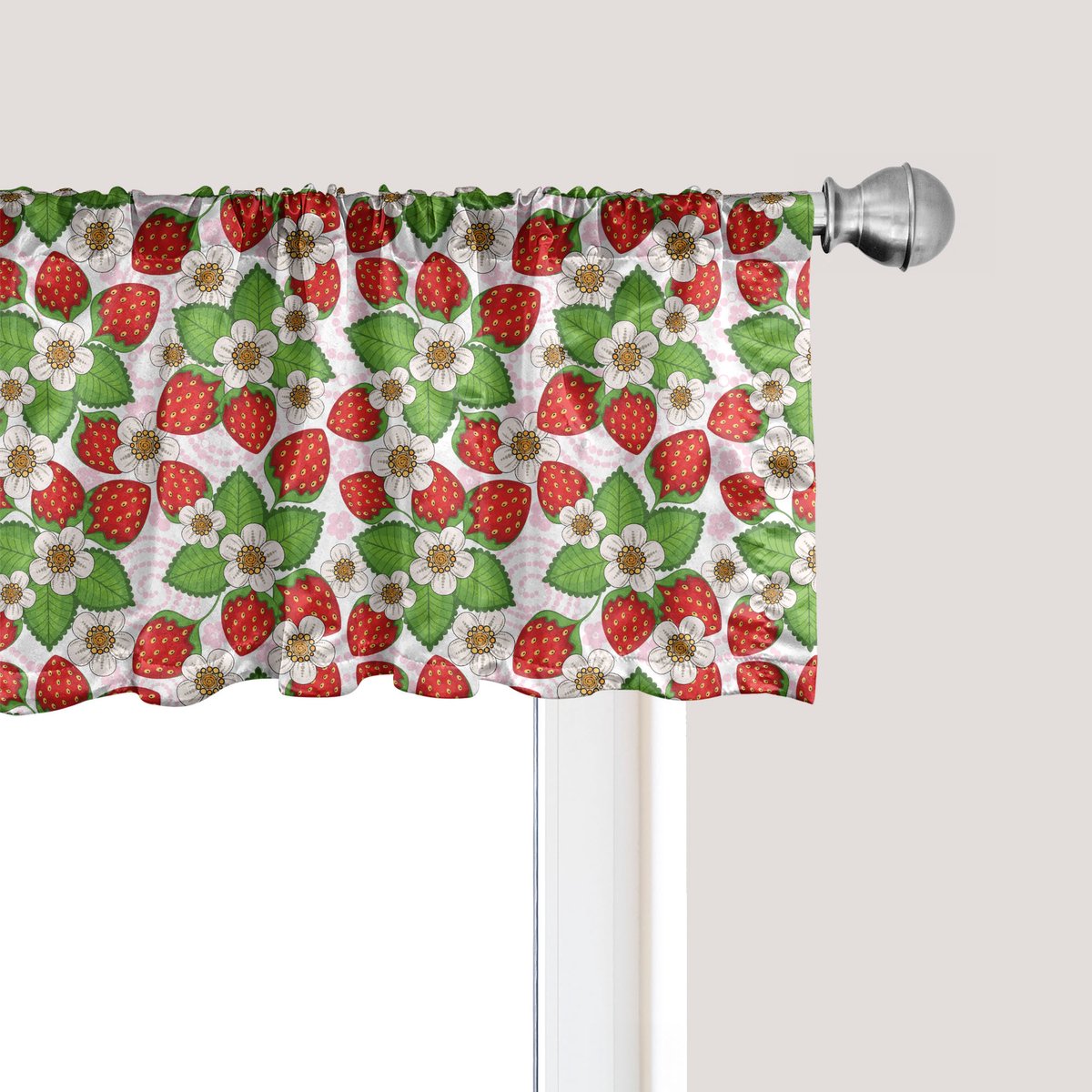 ABAKUHAUS Lente raamvalletje, gordijnvalletje voor keuken en slaapkamer met tunnelzoom, 137 cm x 45 cm, groenrood