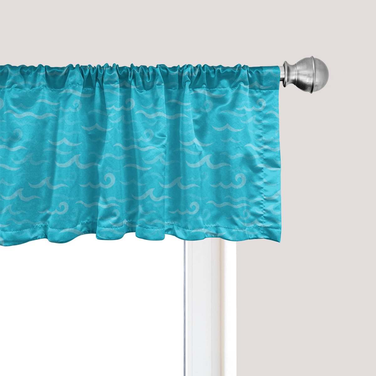 ABAKUHAUS Nautisch blauwe raamvalletje, gordijnvalletje voor keuken en slaapkamer met tunnelzoom, 137 cm x 30 cm, zeeblauw licht hemelsblauw
