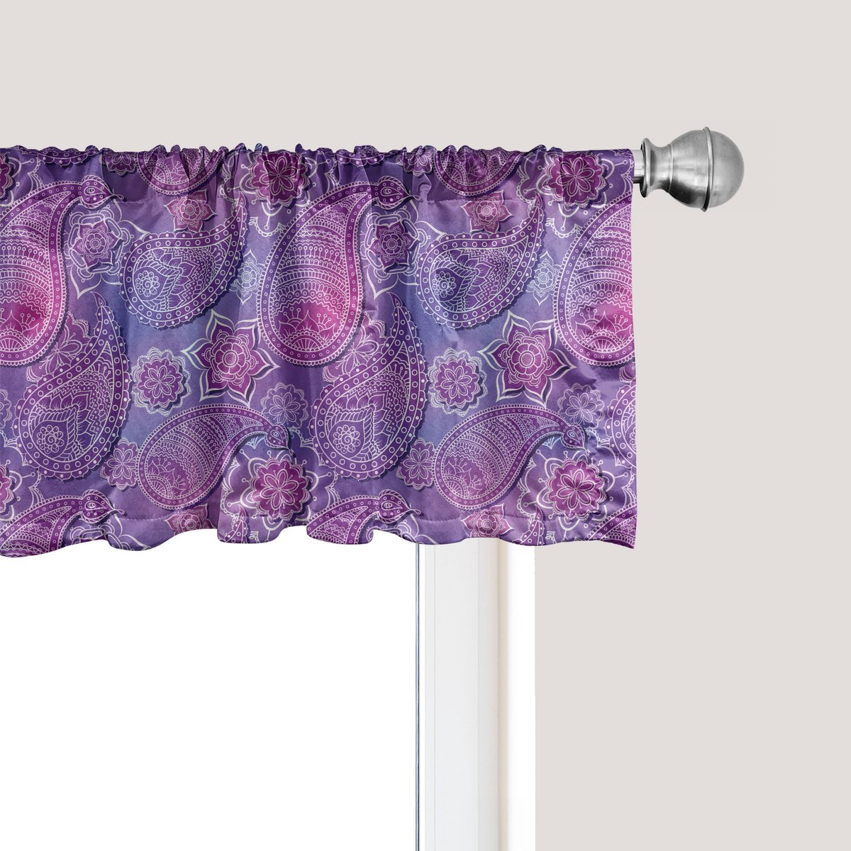 ABAKUHAUS Paisley Raamvalletje, Gordijnvalletje voor Keuken en Slaapkamer met Tunnelzoom, 137 cm x 30 cm, Multicolor