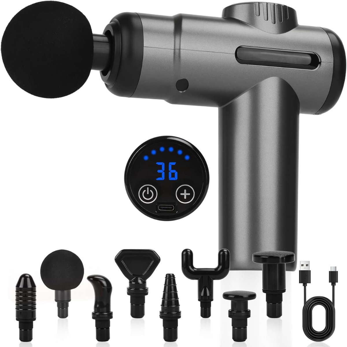 TopChoice® Massage Gun Draadloos - Spierontspanning - Apparaat - 99 Snelheden - Zwart