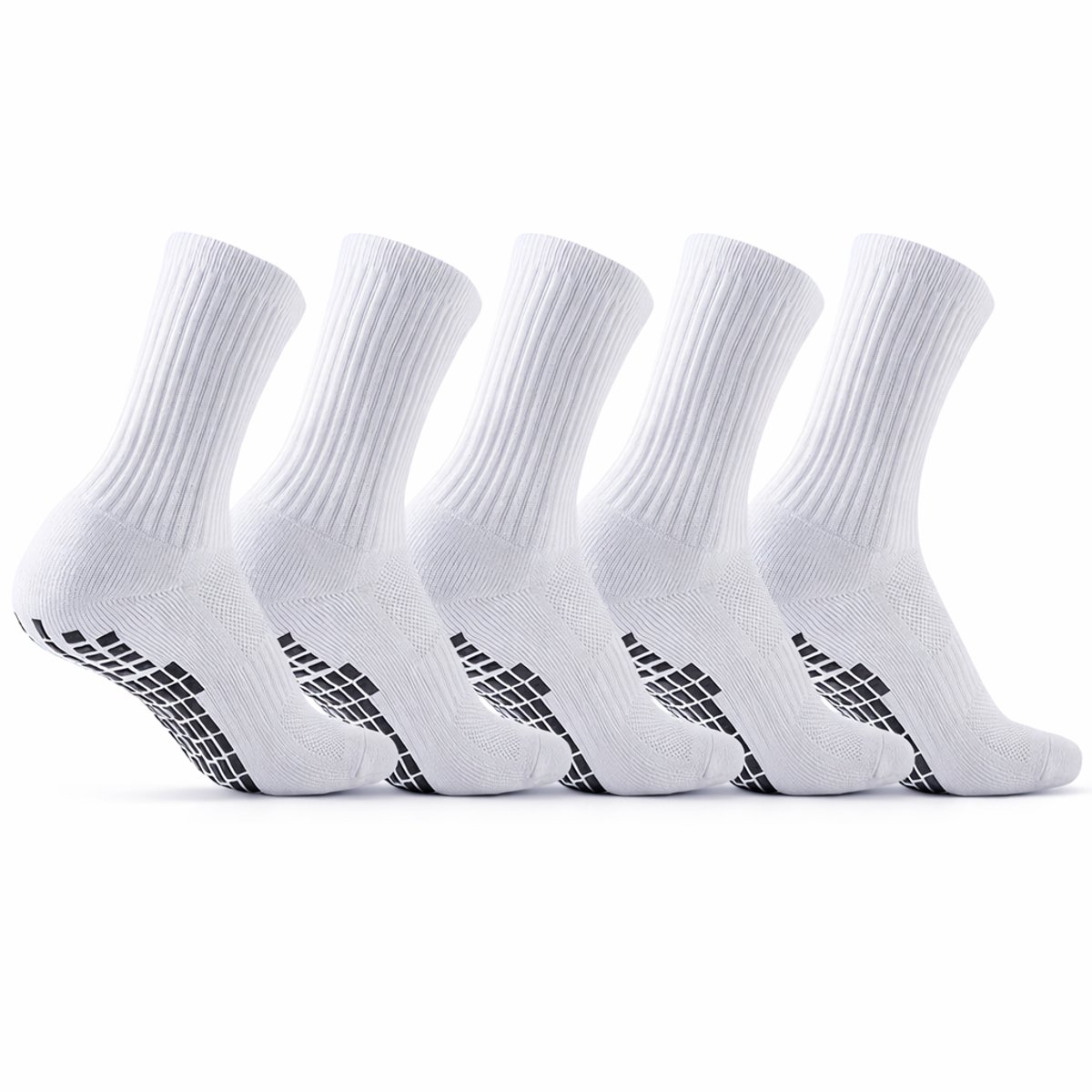 Gripsokken - 5 pack - Gripsokken voetbal - Gripsokken wit - Gripsocks - Sportsokken - Compressie sokken - One size - Anti-slip