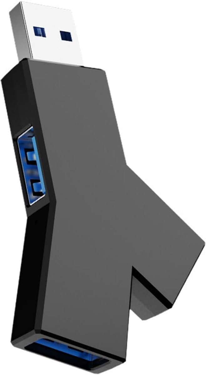 3-Poorts USB Hub Splitter Mini Adapter Zwart voor PC en Laptop